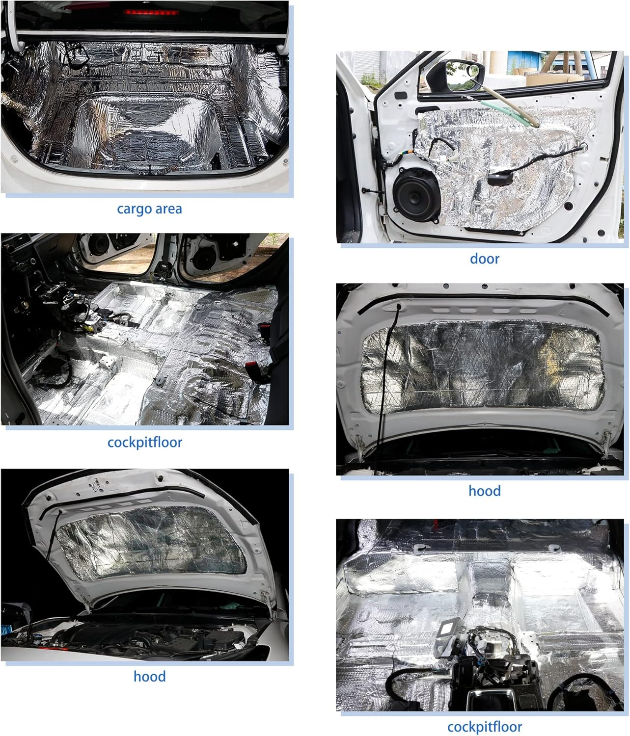 Uxcell 9Pcs 5Mm 197Mil 14.49Sqft Car Sound Deadener Insulation Mat Alumina Fiber Door Audio Noise Insulation 20''X12'' image number 1