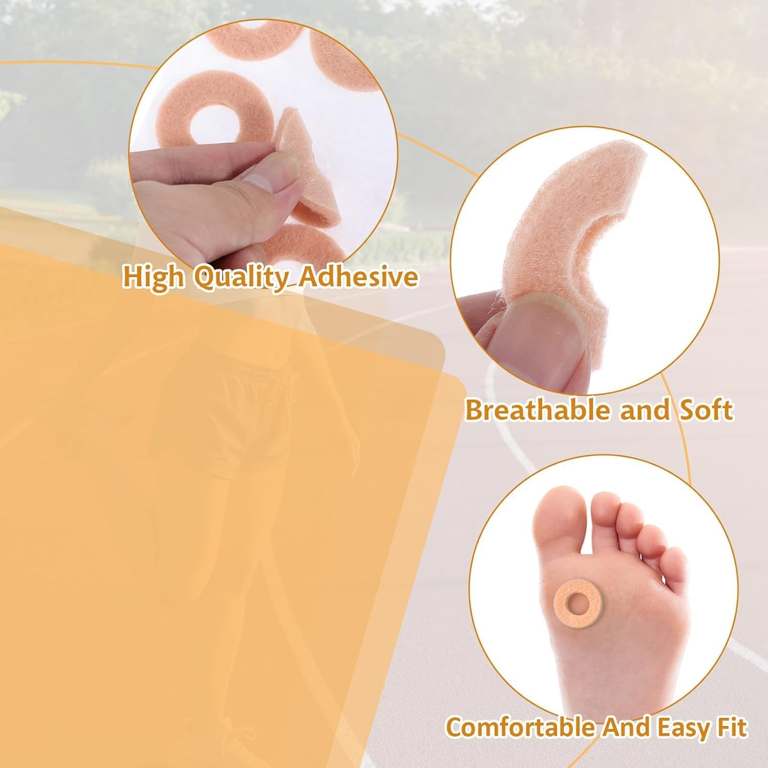 Self Adhesive Callus Pads round Corn Pads, 48Pcs Callus Cushions round Callus Pads,Round Callus Pads Soft Felt Callus Pads,Round Corn Patches Protection Pad Felt Corn Pad,Round Felt Corn Cushion Pads image number 6