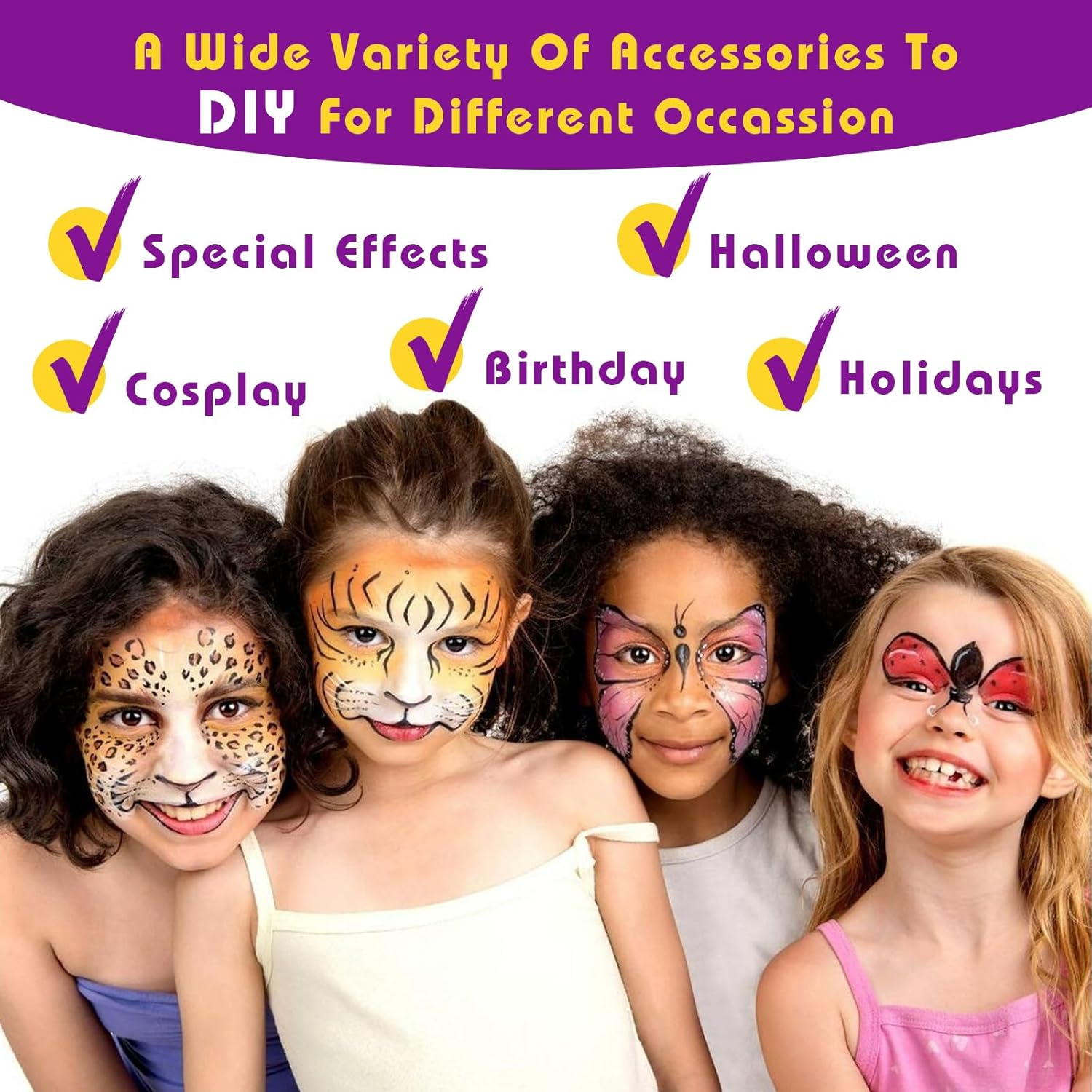 Face Paint Kit-12 Split Cake Palettes Face Painting Kit Professional with Stencils for Kids Adults, Rainbow Non Toxic Water Activated Facepaint Makeup Kit with Brush Set for Party,Halloween,Christmas image number 3
