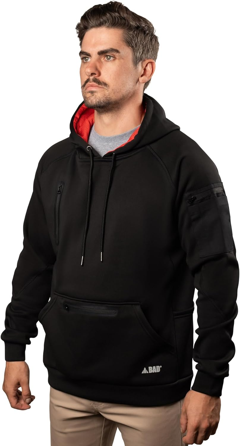 Bad Workwear Men'S Waterproof Rain-Defend Hi-Vis Fleece Hoodie image number 6