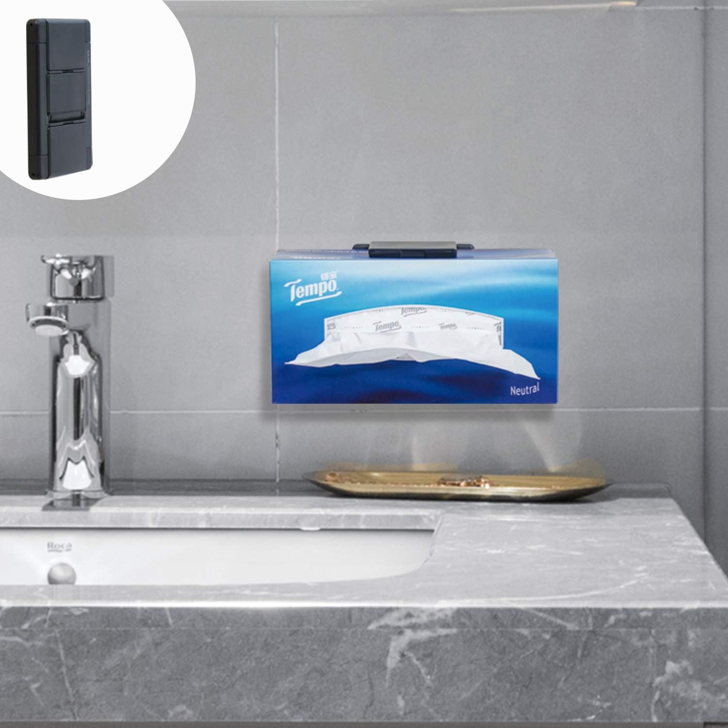 Tissue Box Holder, TFY Kitchen Wall Mount Compatible with Facial Tissues and Other Napkin Paper Boxes (White)