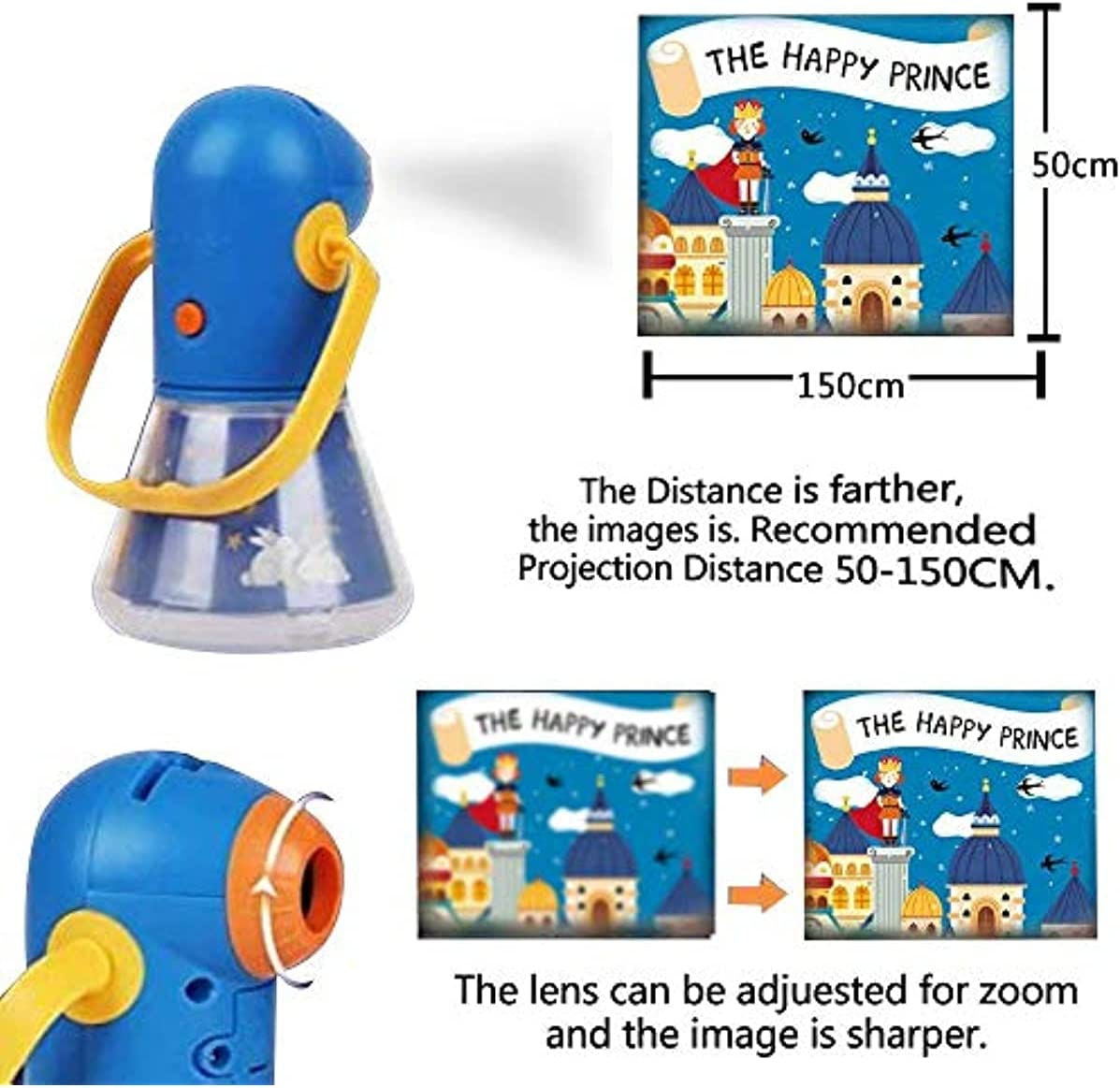 Kids Multifunctional Story Projector, Night Lights Storybook Toy, Educational Toys Gifts for 3-12 Year Old Boys/Girls, Yellow image number 3