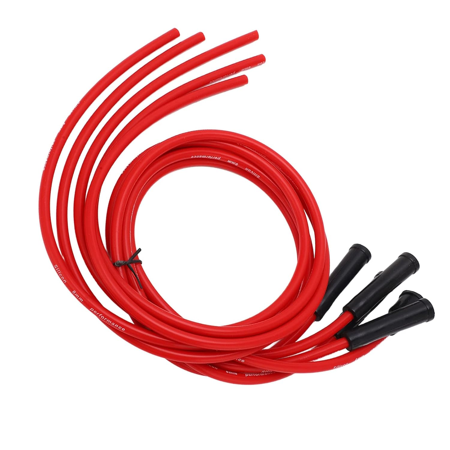 Ignition Wire, Spark Plug Ignition Wire Set 1M Red 8Mm for 4 Cylinder Classic Car image number 3