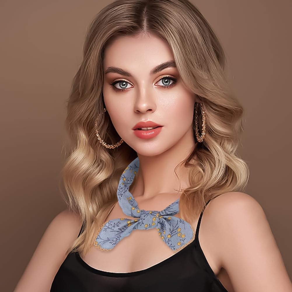 WEBEEDY 2 Styles Large Cotton Bandana Headband Square Floral Bandanas for Women Men, Head Wraps Hair Scarf Handkerchief Protective Coverage for Boho Beach Camping Gifts, 70X70 Cm