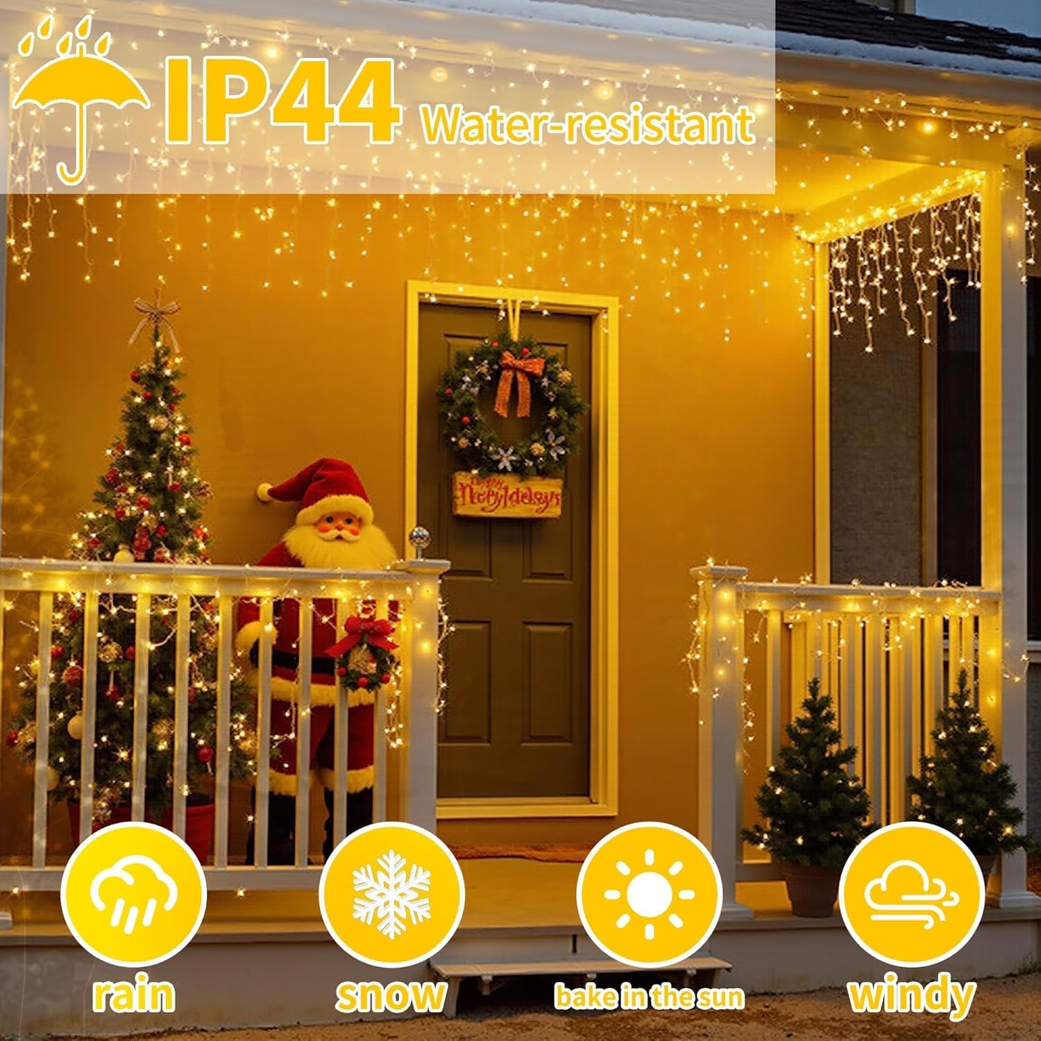 Fairy Curtain Lights 2 Pack, 3M&times;3M 300LED Fairy Lights with 8 Modes Remote Control Timer Adjustable Brightness, Curtain Light Plug in for Bedroom, Garden, Party, Wedding, Christmas image number 1