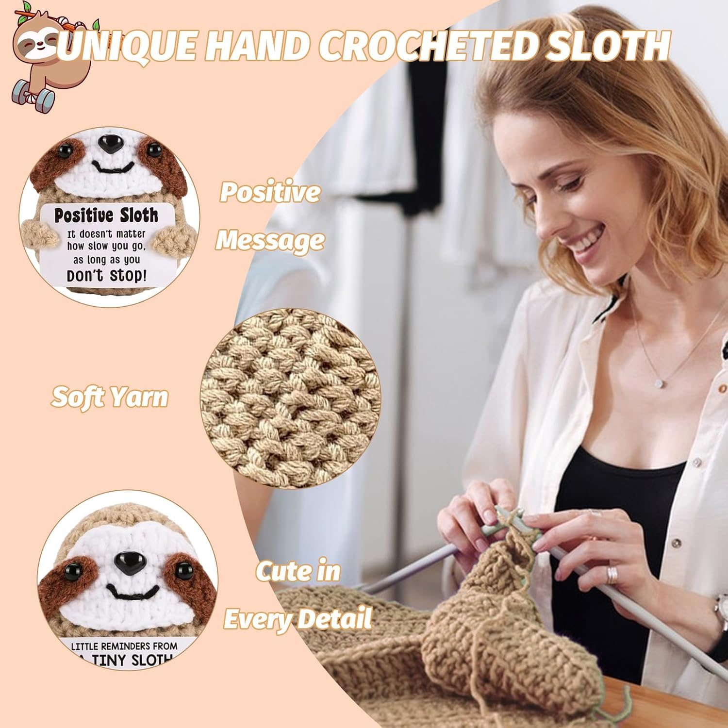 Dad Gifts for Birthday Fathers Day - Dad I Love You Slow Much, Funny Cool Handmade Knitted Crochet Sloth Present for Father Papa Easter Father'S Day Christmas from Daughter Son