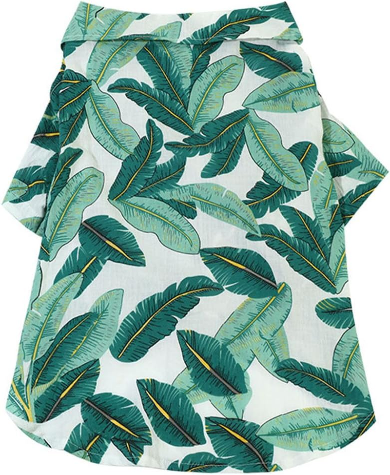 Dog Shirt Hawaiian Style Summer Pet Clothes Cool Breathable Costume Beach T Shirt for Medium Large Dogs 4XL (Green Leaves) image number 2