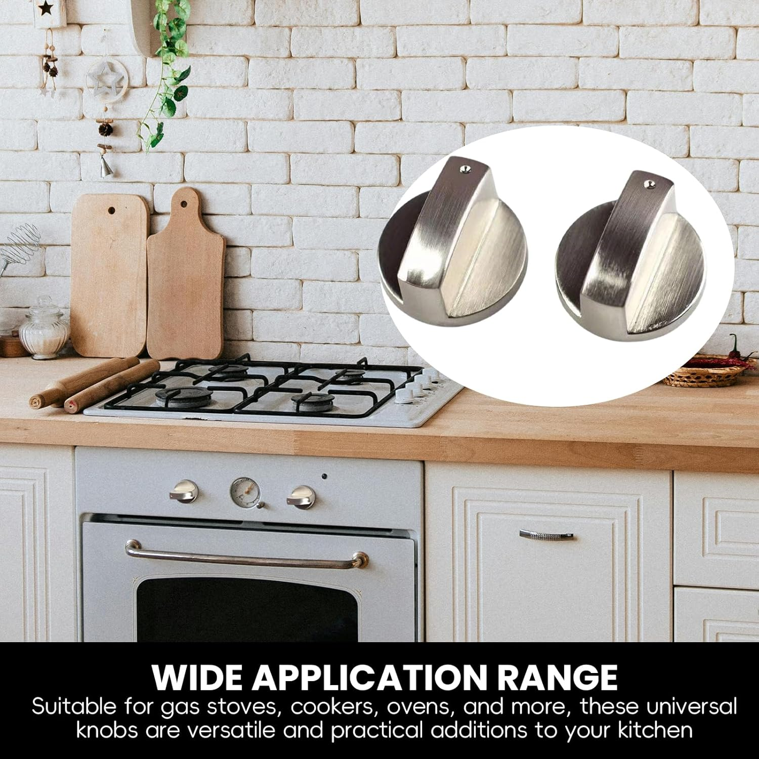 Xlihdzum 4PCS Universal Silver Gas Hob Knobs - Metal Switches for Kitchen Cooker Stove Oven Cooktop, Replacement Control Knobs for Gas-Appliances with Precise Sizing and Zinc Alloy Hob Knob image number 4