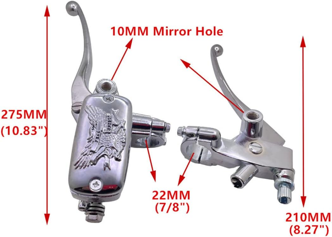 Yecnecty Chrome Alloy Eagle Pattern Universal Motorcycle Hydraulic Brake Pump Master Cylinder Clutch Lever 22MM Motorbike Disc Brake Part image number 4