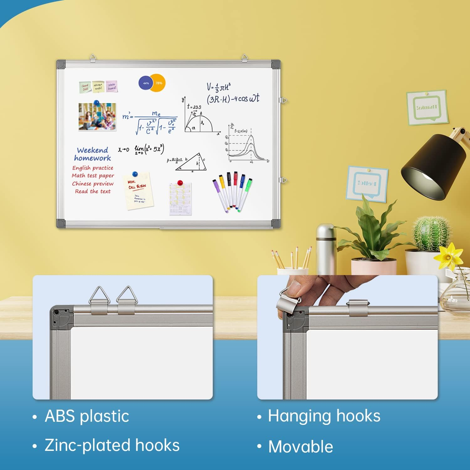 Magnetic Whiteboard Wall Hanging Dry Erase White Board, 60 X 45 CM Writing Boards for Office School and Home image number 1