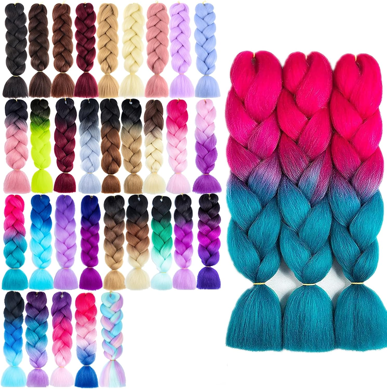 Kanekalon Jumbo Braiding Hair Extensions High Temperature Fiber Crochet Twist Braids 24Inch 3Pcs/Lot (B41) - 1B image number 6