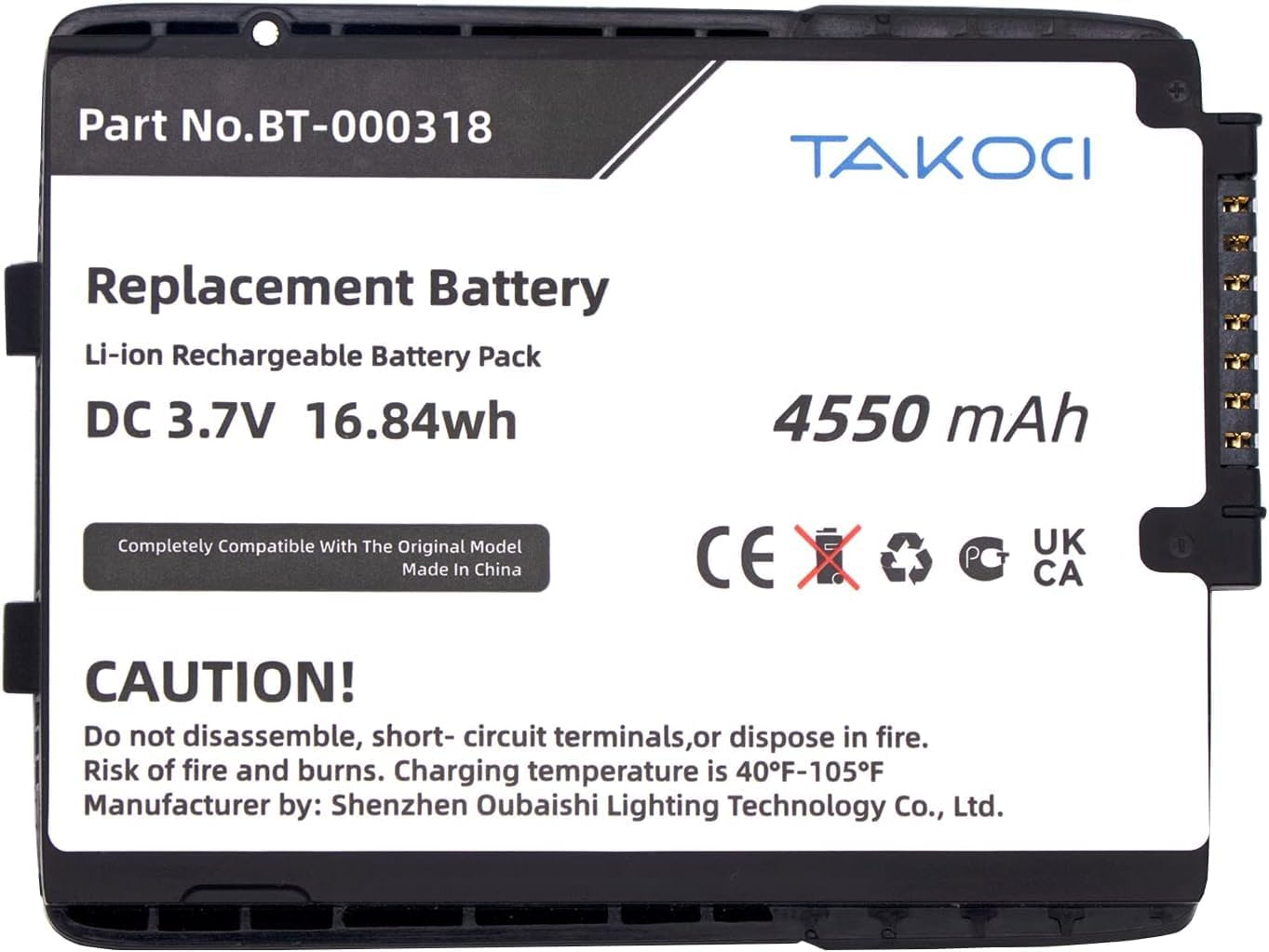 4550Mah Battery Replacement TC77 BT-000318 for Zebra Symbol Motorola Barcode Scanner TC70 TC72 TC75 TC77 TC700H TC700K TC720L Fits BT-000318-01