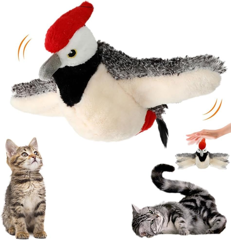 Interactive Flapping Bird Cat Toy with Chirping Sounds, Plush Flying Bird Toy for Indoor Cats (3#) image number 5