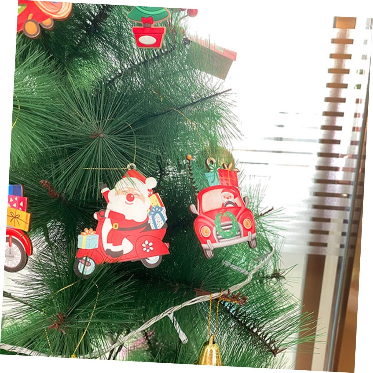 COHEALI 12Pcs Wooden Christmas Pendant Xmas Tree Decorations Hanging Ornaments image number 6