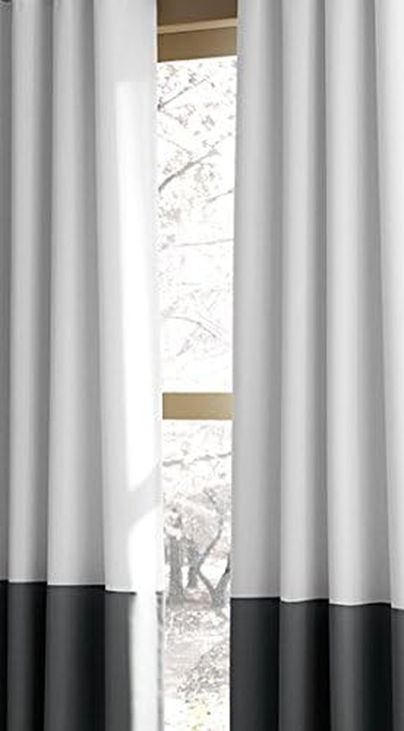 Curtainworks Kendall Color Block Grommet Curtain Panel, 120 Inch, White image number 1