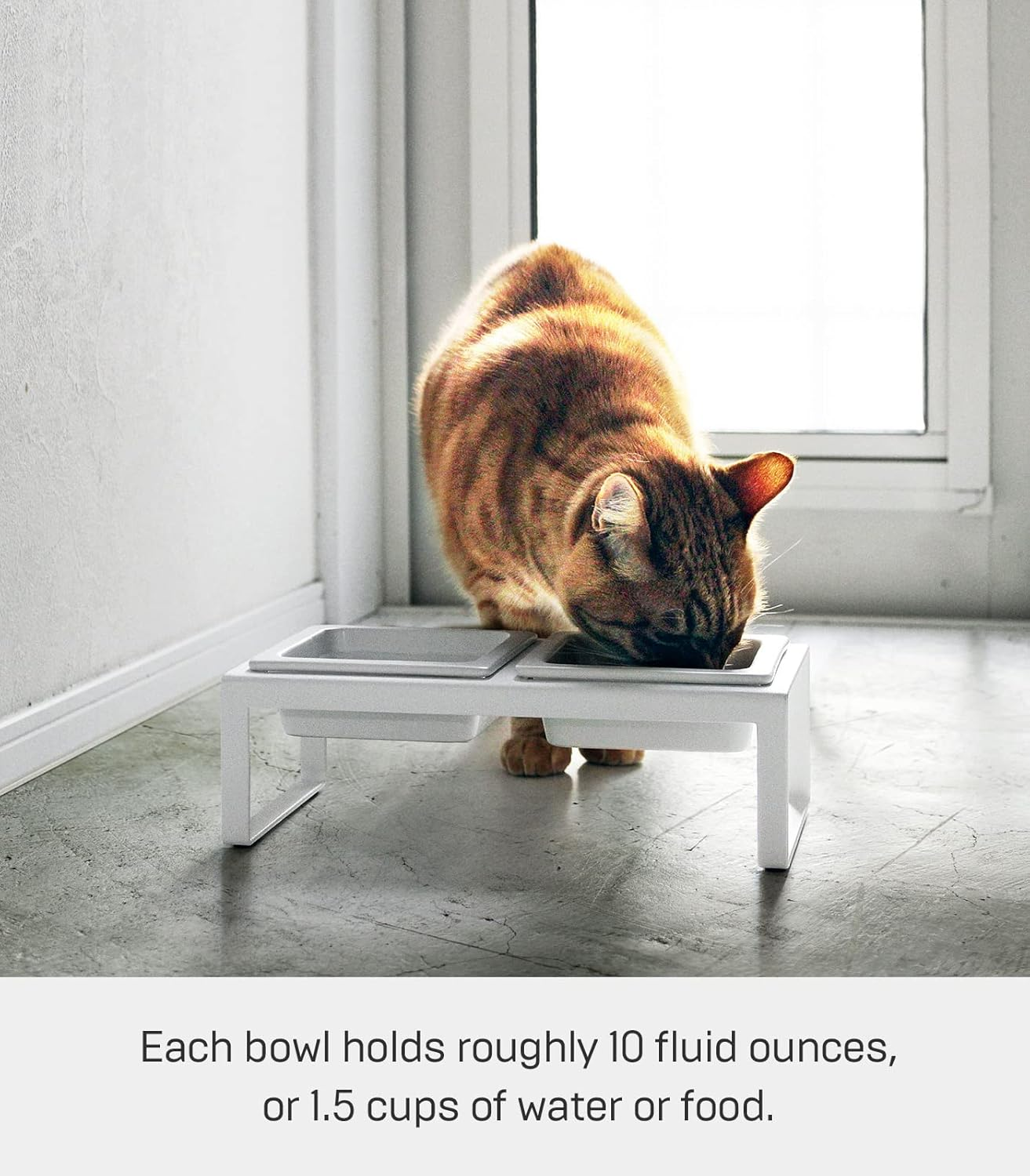 Yamazaki Home Pet Food Bowl Steel and Ceramic Pet Food Stand White image number 1