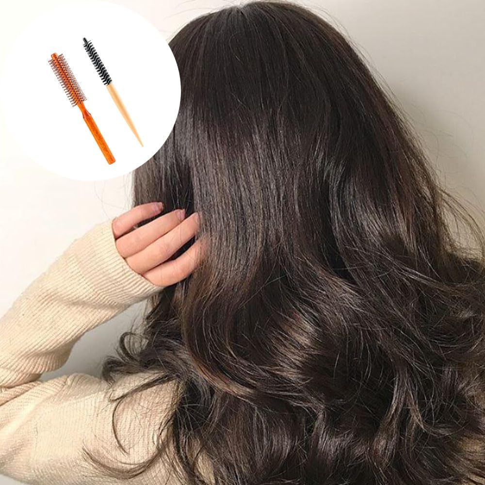 Armastuse 2 Pc round Hair Brush Nylon Bristles Thermal Curling Hairbrush Mini Hair Styling Brush Hairbrush for Blow Drying Volume Curling & Straightening for Women and Menfor Thin Hair,Bangs image number 1
