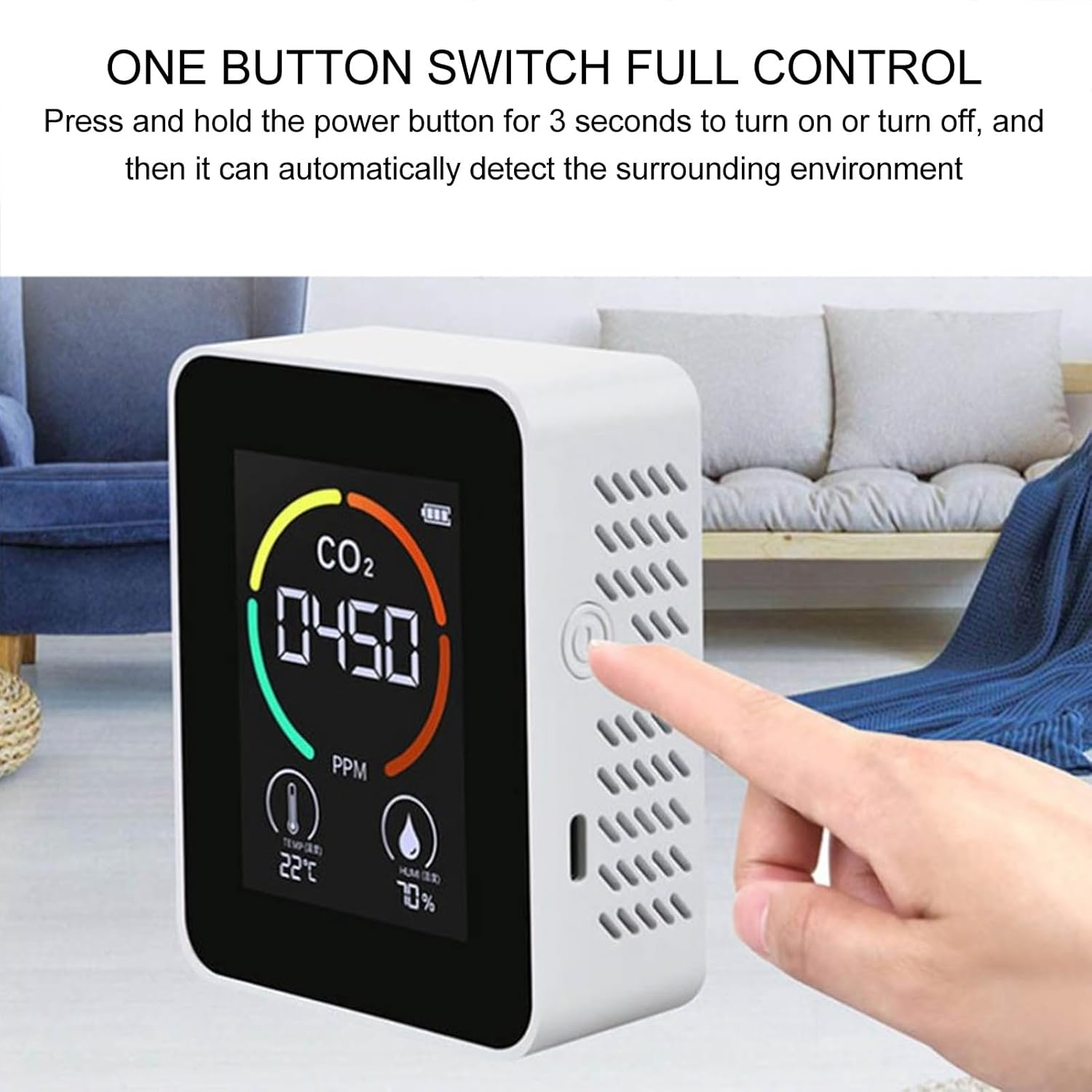 Air Quality Monitor 5-In-1 Detector for CO2, TVOC, HCHO LCD Display Temperature Humidity Detector image number 3