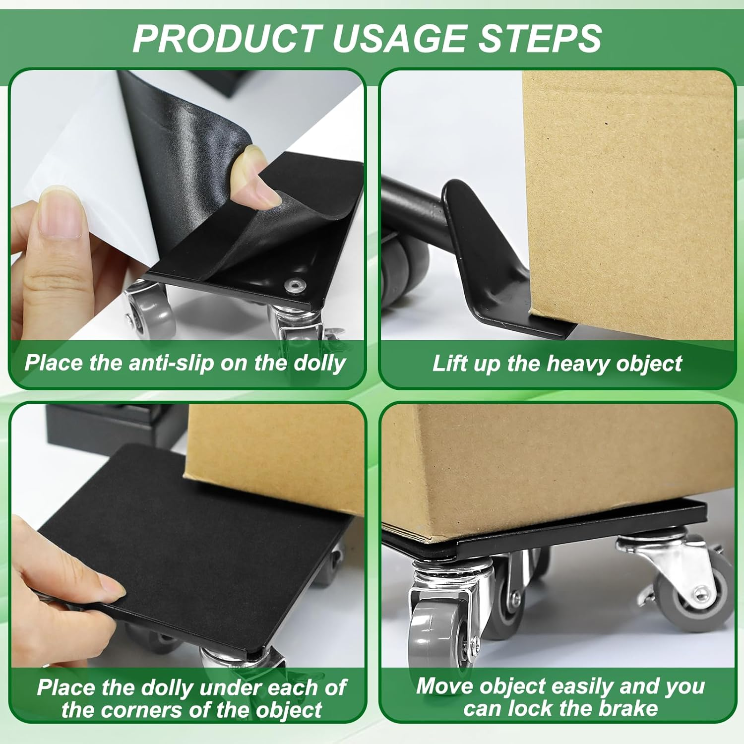 SAILESI Furniture Dolly 4 Pack, Heavy Duty Furniture Movers with 5 Wheels 360&deg; Rotatable, Supports up to 1300KG, Carbon Steel Panel Heavy Duty Dolly for Easy Moving Appliance Sofa Cabinet Refrigerator image number 6