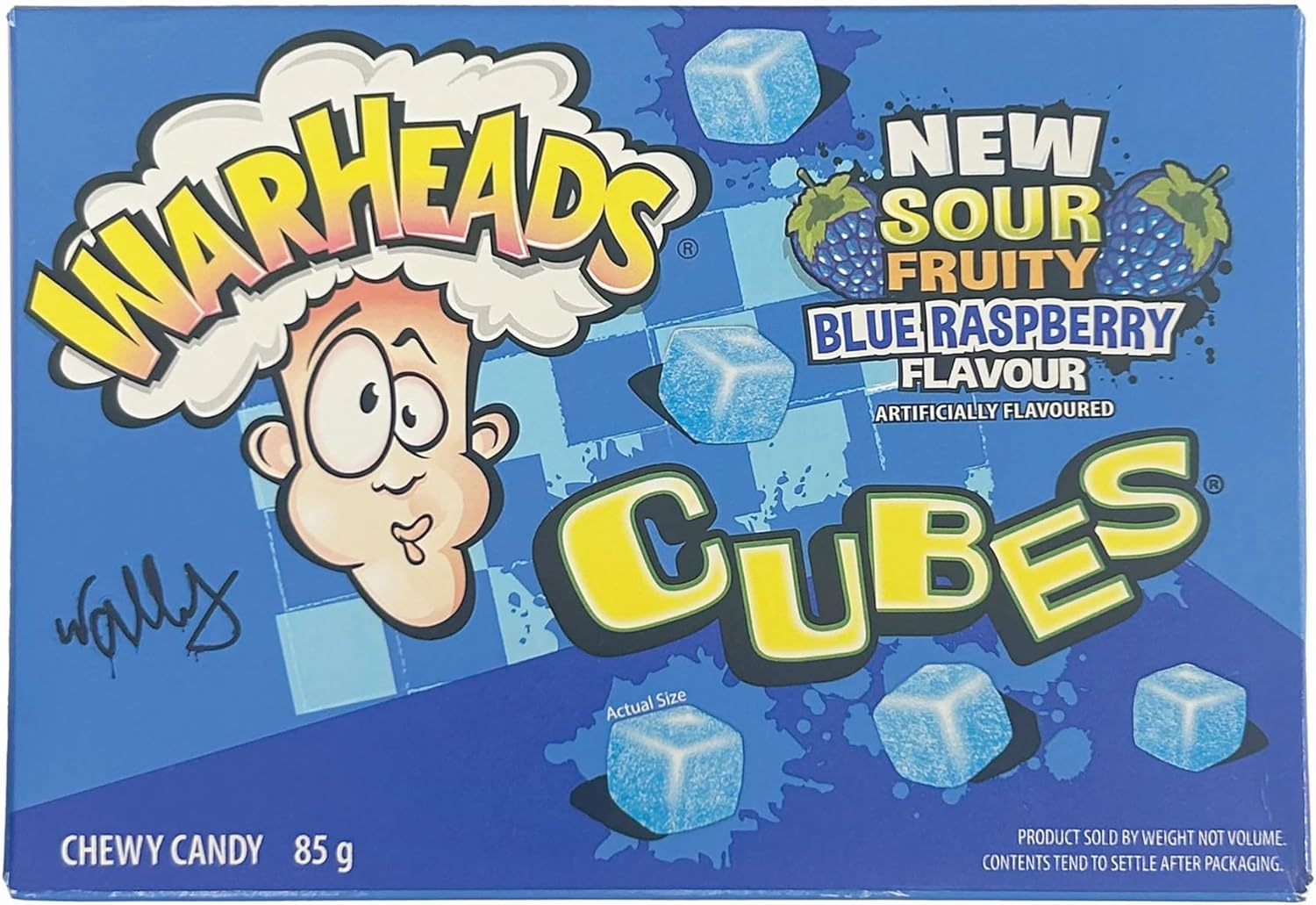 Warheads Blue Raspberry Cubes Theatre Box 85G image number 2