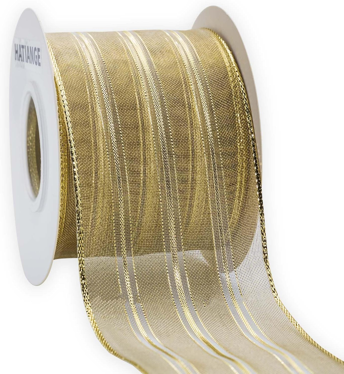 HATIANGE Fall Burlap Wired Ribbon Orange Plaid Autumn Harvest Ribbon Wired Edge Wrapping Ribbon for Wreath Floral Bows Craft Decor, 2-1/2 Inch X 11Yards