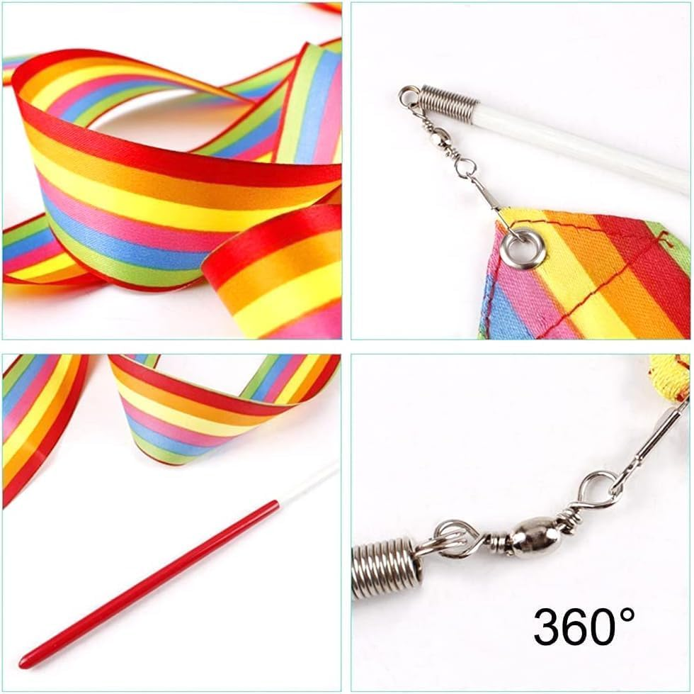 2Pcs Streamers Sticks Ribbon Streamers Gym Ribbons Dance Rainbow Ribbon Rhythm Ribbon Rhythmic Gymnastics Ribbons Twirling Wands for Wedding Birthday Party image number 4