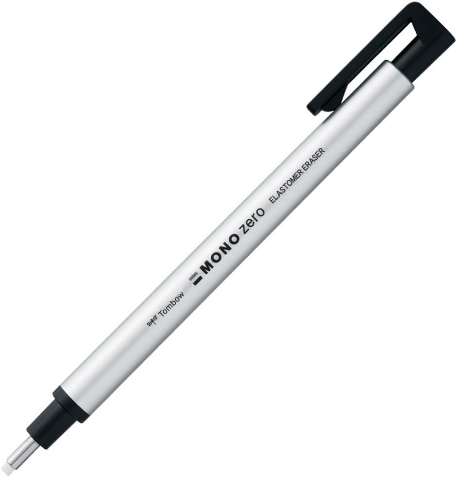 Tombow Mono Zero Silver Barrel round Eraser