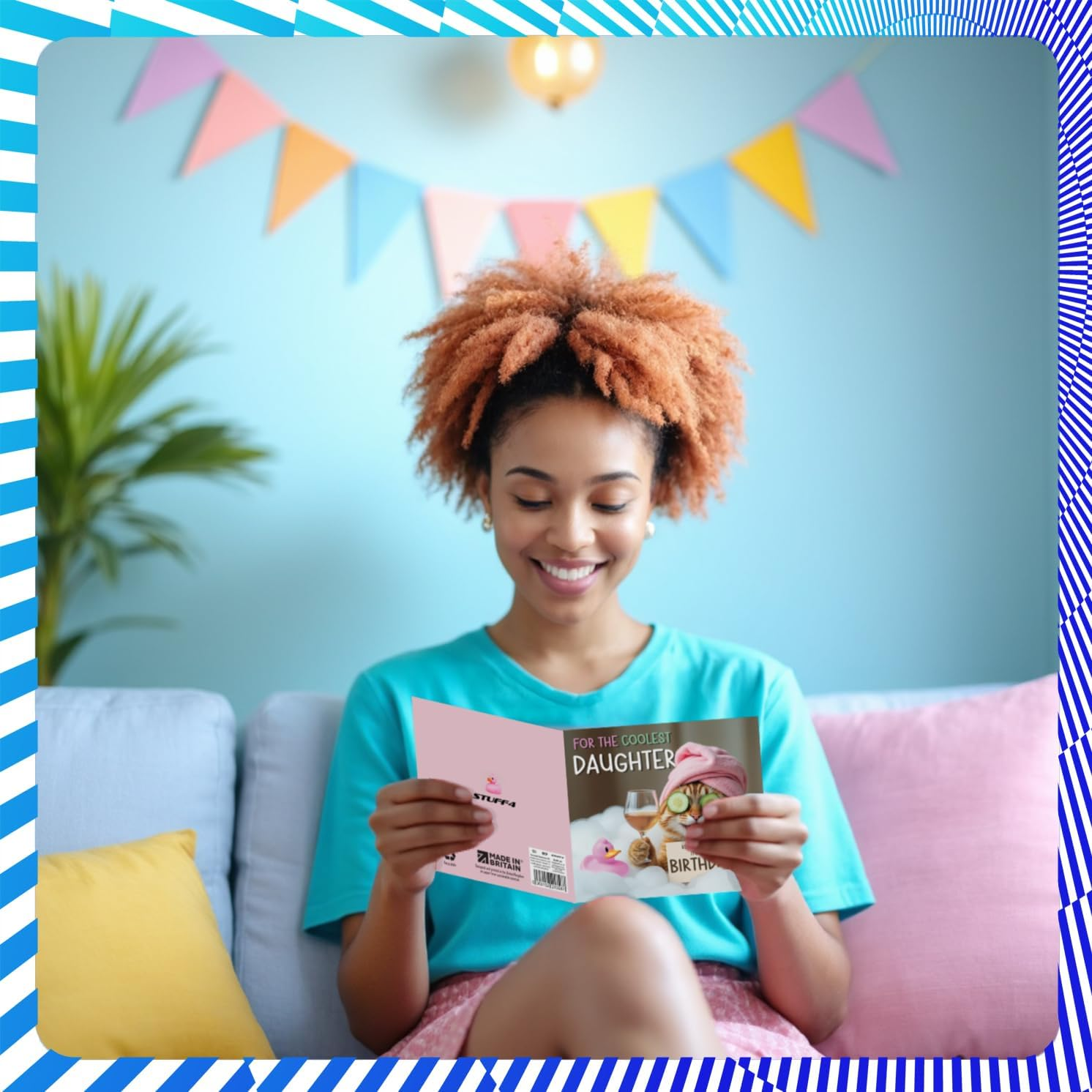 Funny Daughter Birthday Card - Relaxing Bath Cat - Cheeky Happy Birthday Card for Daughter from Dad Mum, 145Mm Joke Humour Bday Greeting Cards image number 5