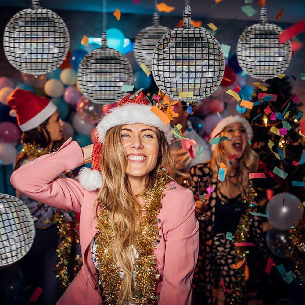 Silver Disco Ball Mylar Foil Balloons 22 Inch Huge 4D round Metallic Sphere Party Balloons for 70S 80S 90S Decorations Birthday Bachelorette Graduation 6 PCS image number 4