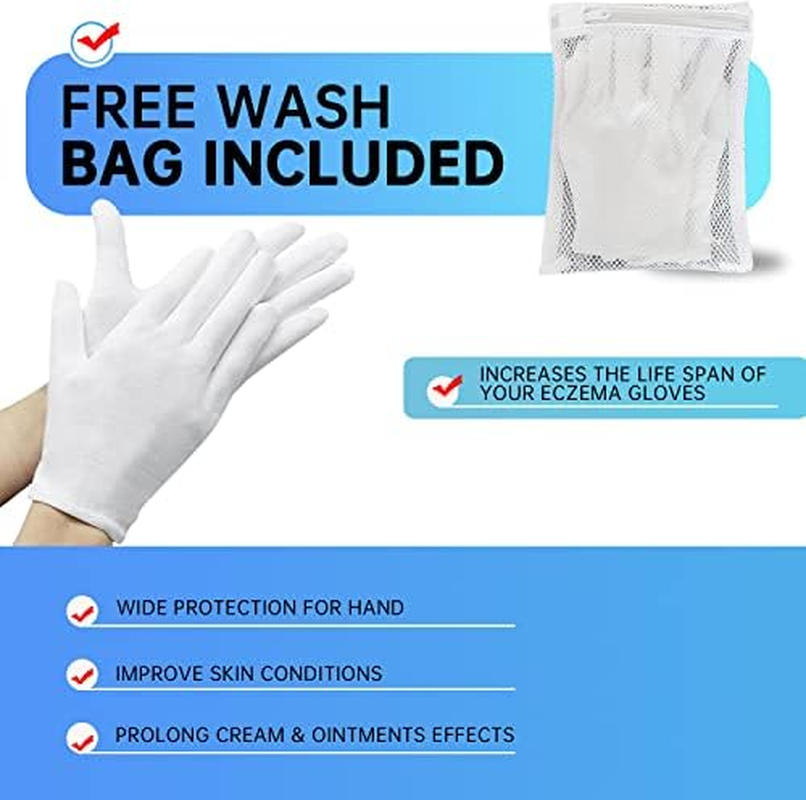 ZFYOUNG 6 Pcs White Moisturizing Cotton Sleep Gloves for Men and Women, Beauty Coin SPA Cloth Gloves image number 3