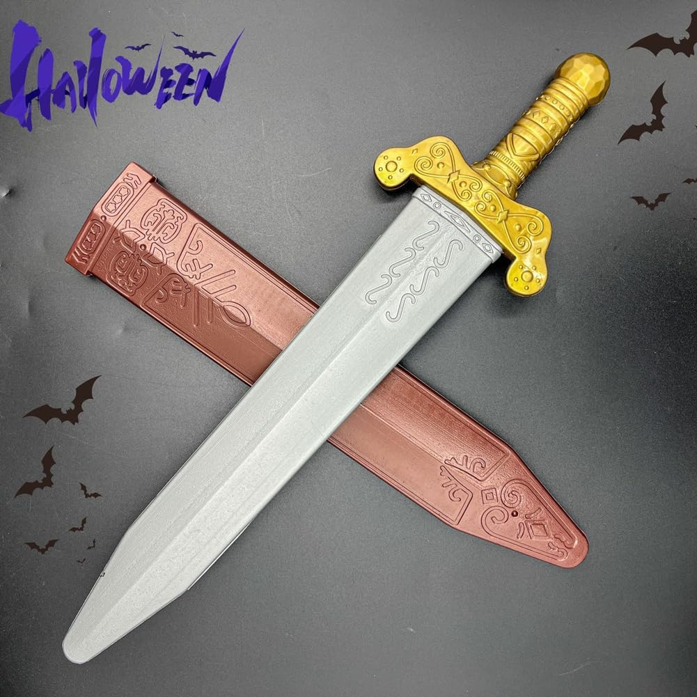 Plastic Toy Roman Sword with Sheath for Pretend Play Knight Sword for Boys Pretend Play,Knight Costume,Role-Play Accessory,Halloween image number 1