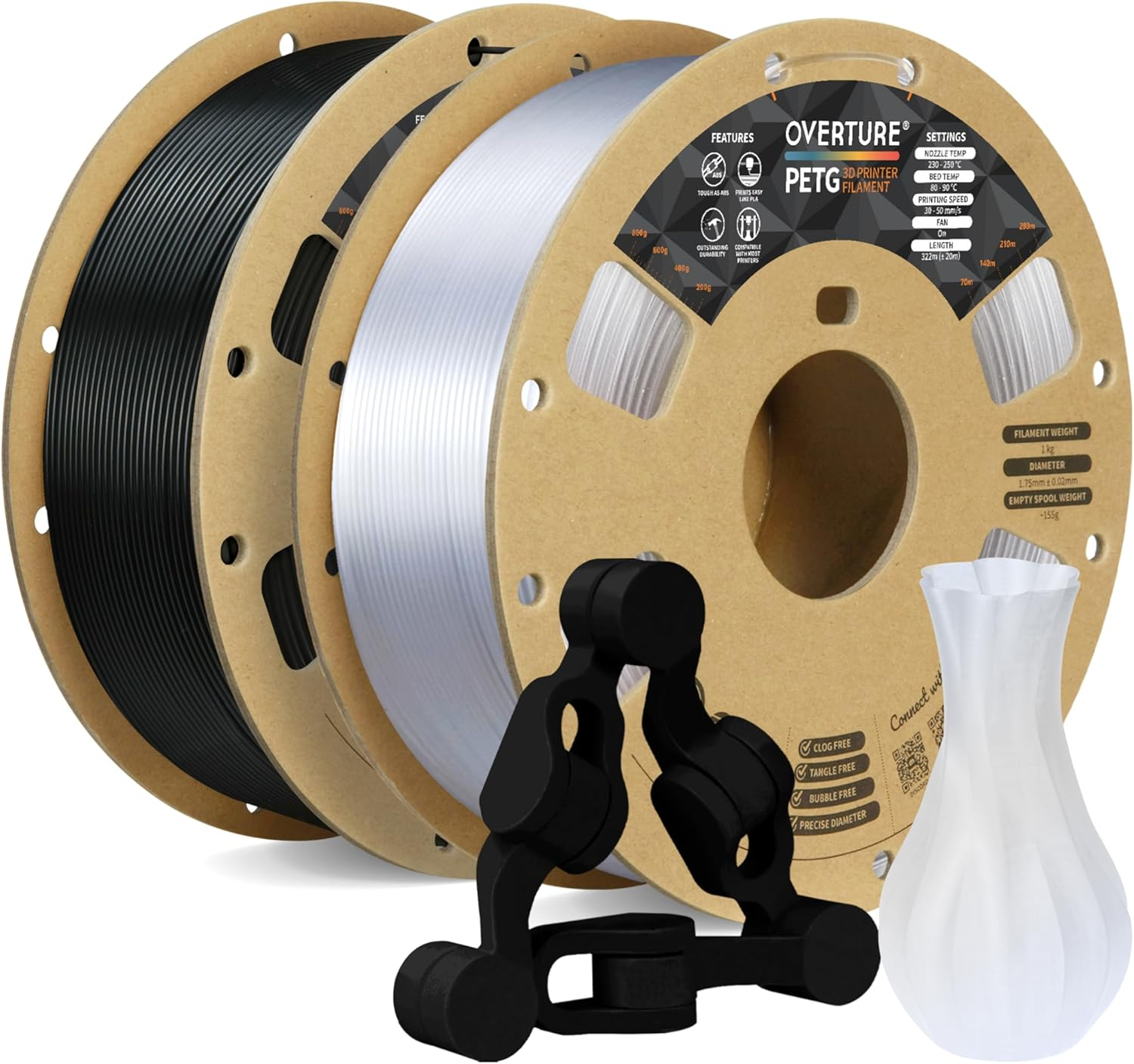 OVERTURE PETG Filament 1.75Mm, Strong & Durable PETG 3D Printer Filament, High Impact Resistance, Low Shrinkage, 1Kg Spool (2.2Lbs), Cardboard Spool, Dimensional Accuracy &plusmn;0.02Mm (Starry Blue)