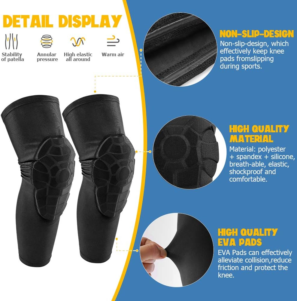 Acelist Kids/Youth 5-15 Years Sports Honeycomb Compression Knee Pad Elbow Pads Guards Protective Gear for Basketball, Baseball, Football, Volleyball, Wrestling, Cycling image number 4