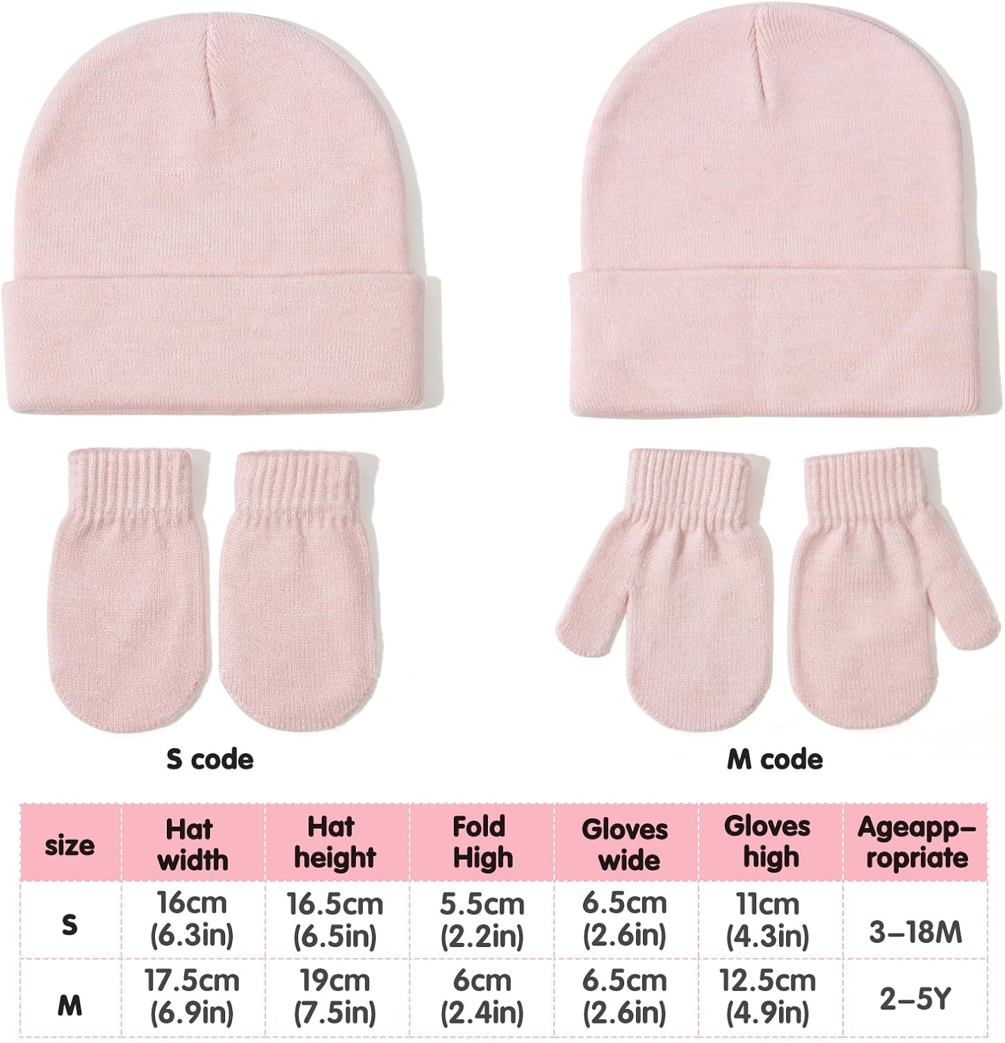 Malaxlx Baby Kids Beanie Hat Mittens Set Infant Toddler Winter Warm Knit Hat Gloves Set for 3 Months - 6 Years Girls Boys image number 3