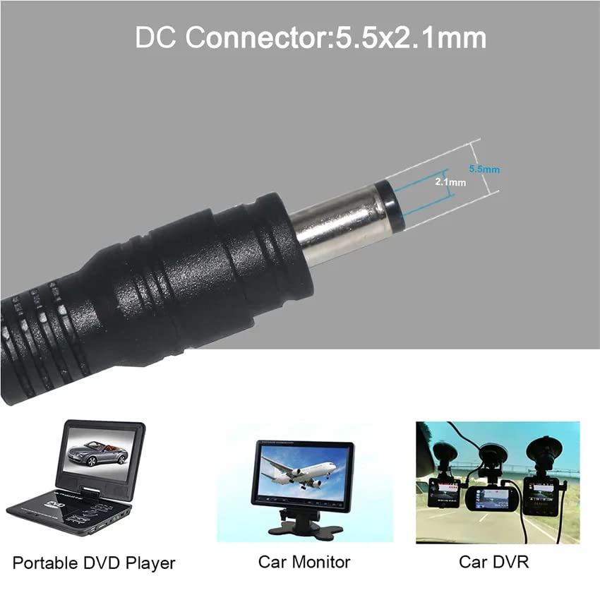 Battery Alligator Clips 2.1 * 5.5 Mm DC Jack Plug 12V-24V Power Extension Cord Battery Crocodile Charging Cable 18AWG(0.6M 2 Pack) image number 1