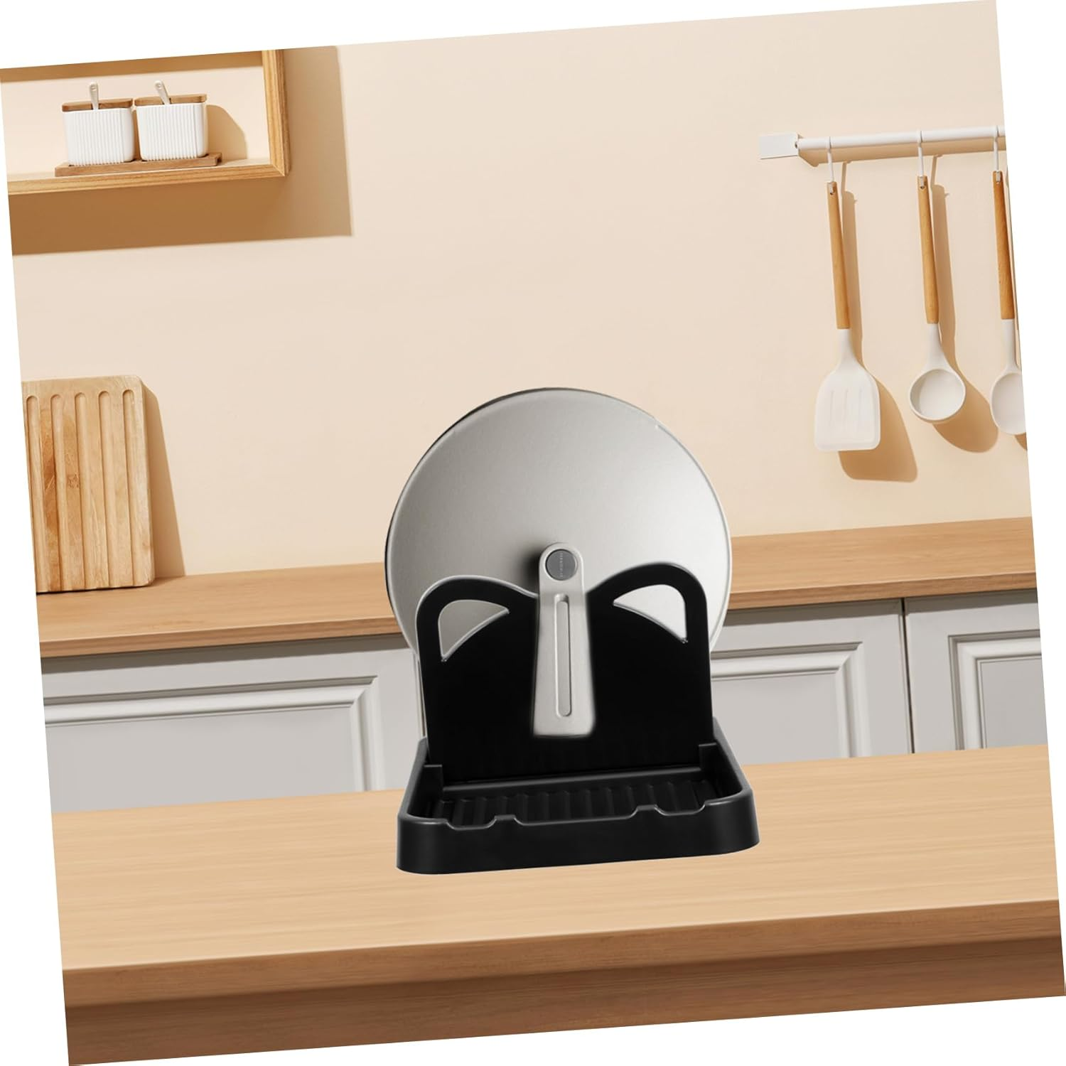 OFFSCH Foldable Pot Lid Holder Kitchen Counter Spoon Rest Storage Rack for Utensils and Lids image number 3