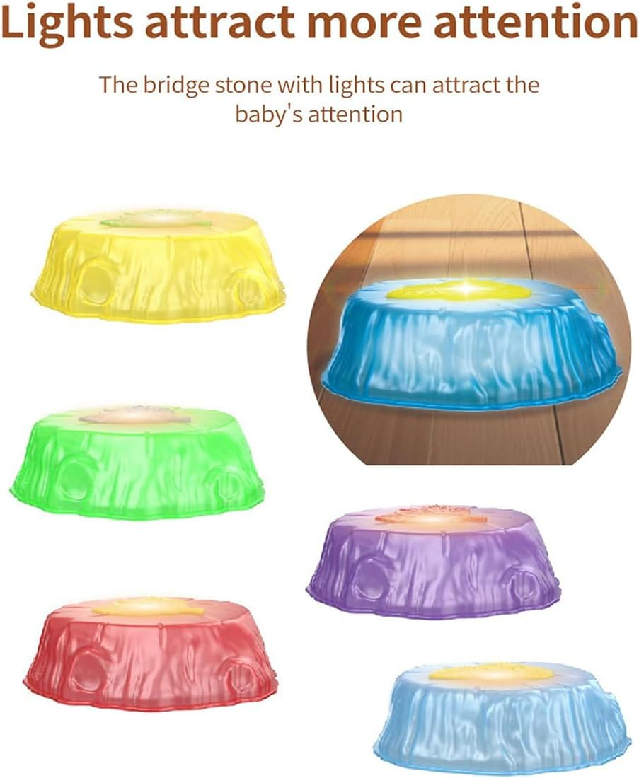 Light up Stepping Stones for Kids - Music and Sensory Balance Stones for Toddlers 3-5 (8Pcs)