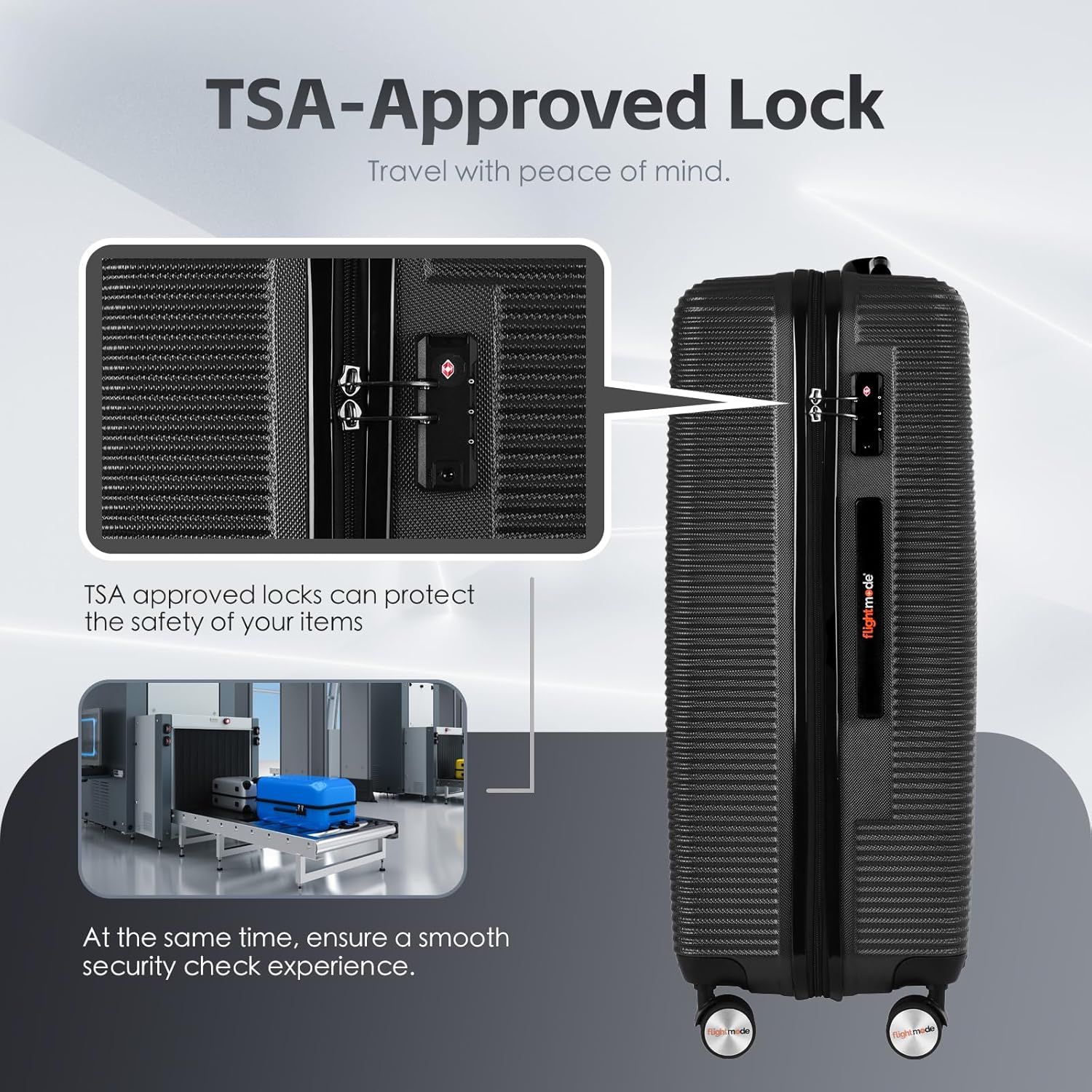 Lightweight Luggage Suitcase with Digital Weighing Scale & USB Charging Port - Tsa-Approved Travel Bag with Silent Wheels & Durable Iron Tie Rod Black (3 Size Set) - Silver image number 5