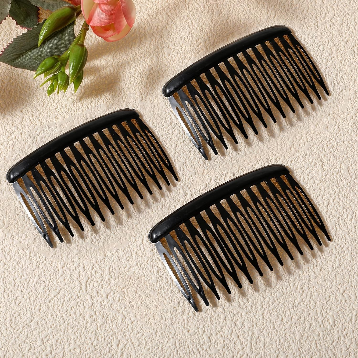 Pack of 6 Hair Combs for Clip-In, Hair Combs for Hair for Girls, Women (Black) image number 5