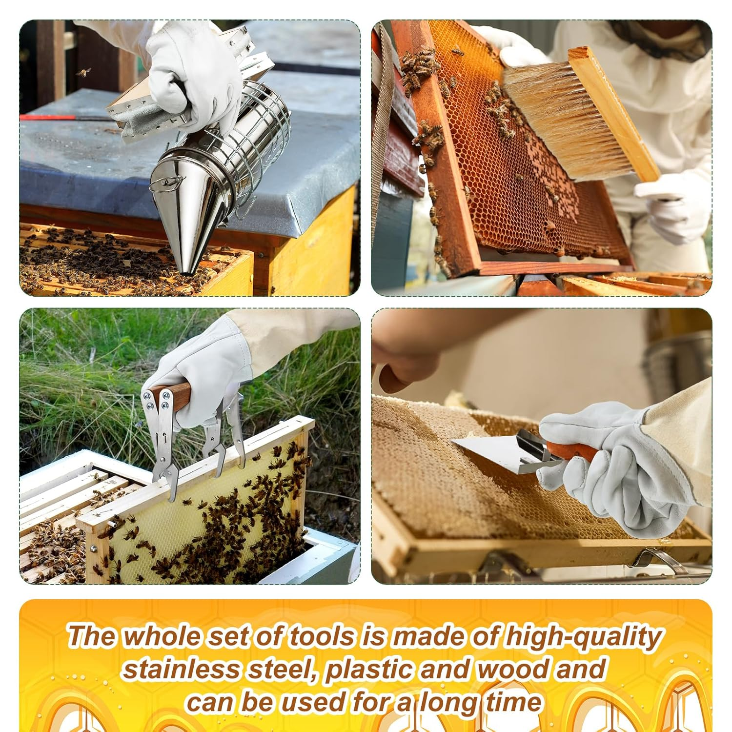 30 Pcs Beekeeping Supplies Beehive Equipment Beekeeping Starter Kit Bee Keeper Supplies All with Jacket Beehive Kit Bee Smoker Uncapping Tool for Beginners Professional Beekeepers(Large) image number 5