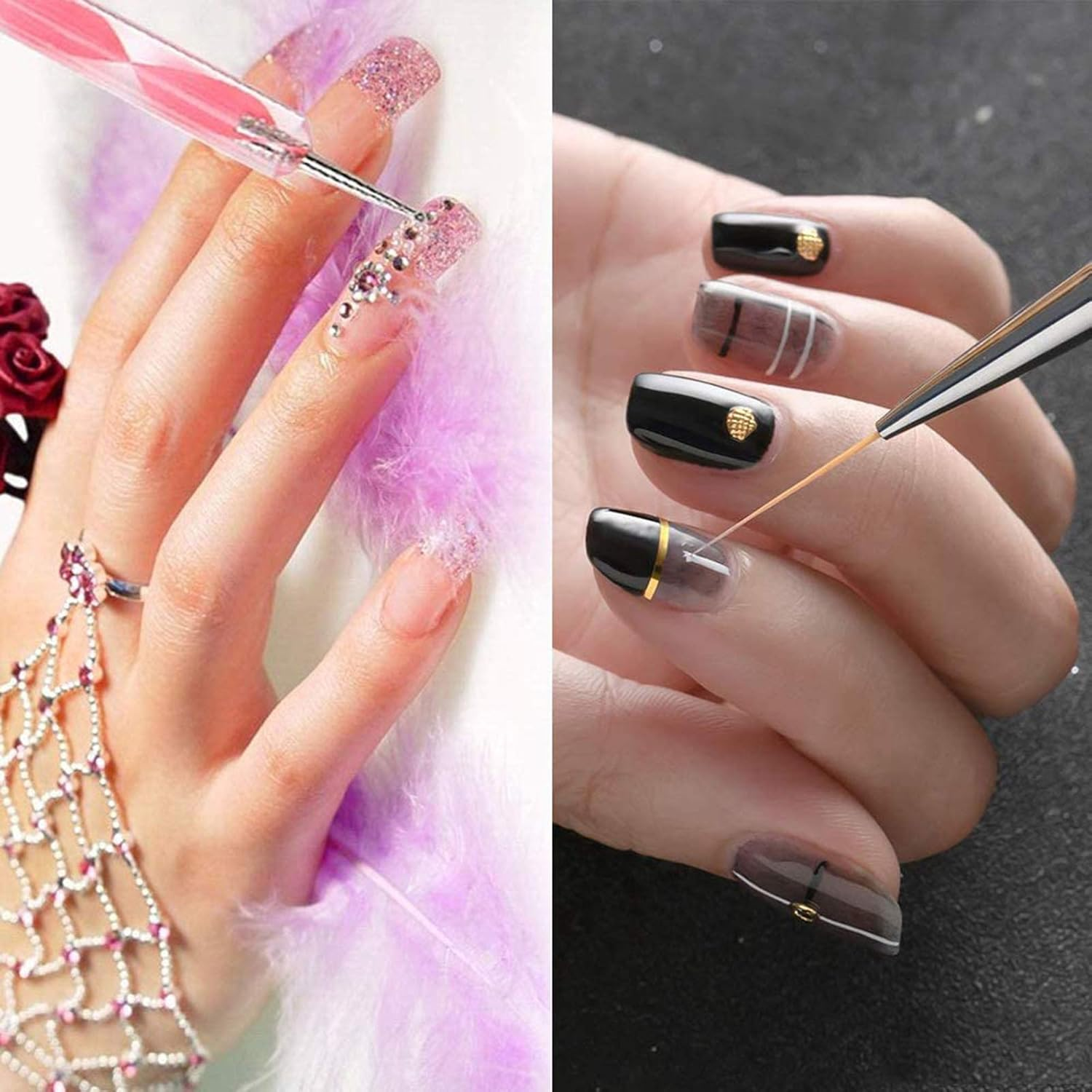 5 Pcs Nail Art Liner Brushes 5 Pcs Dotting Pen Tools Nails Arts Tools Brush Set image number 2