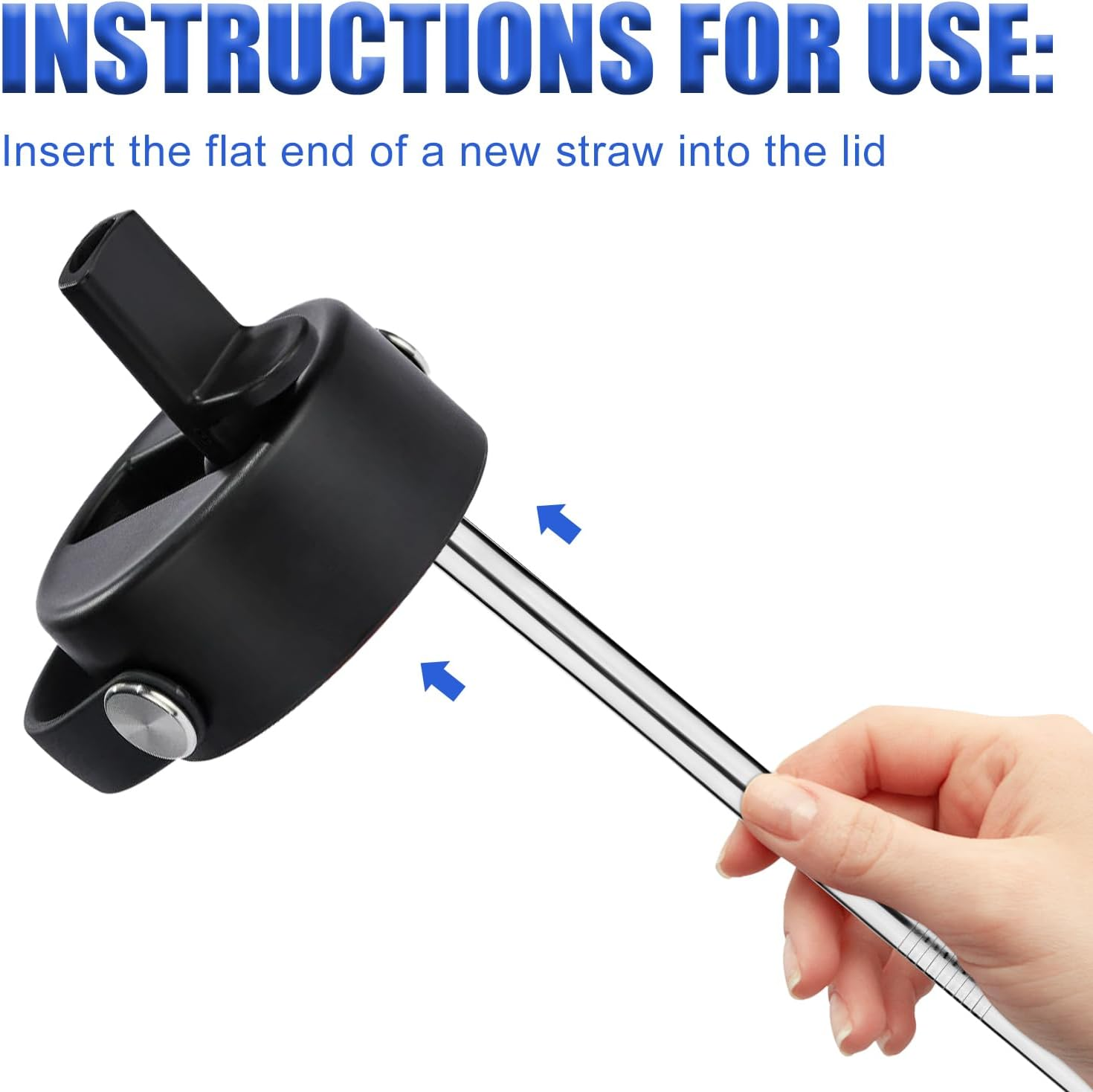 4Pcs Metal Press in Straw Replacement with 2Pcs Straw Brushes for Hydro Flask, Silver Stainless Steel Practical Straws Replacement Accessories Compatible with Hydroflask Wide Mouth Water Bottle 64Oz image number 3