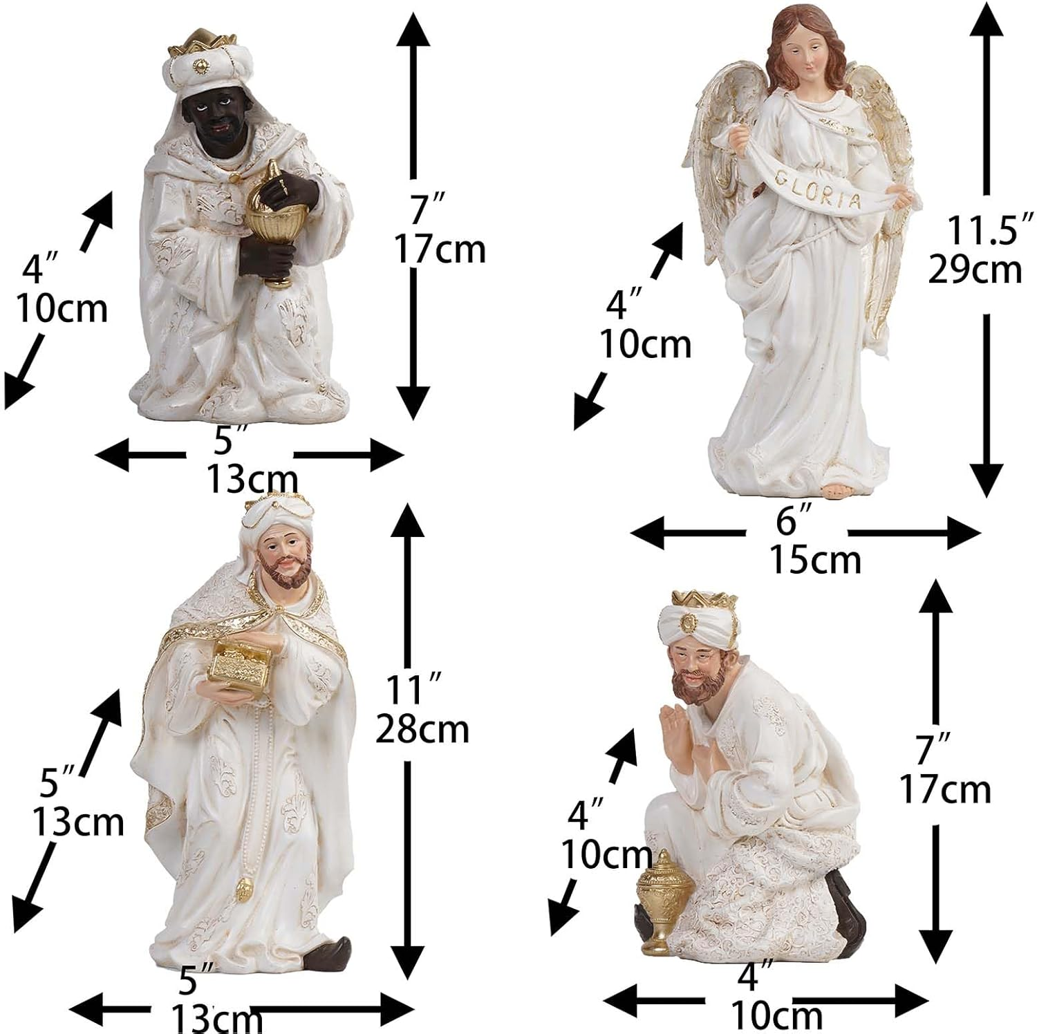 Zayton Nativity Set Christmas Indoor 11 Pcs 12.5 Inch Scene Statue Figurines Jesus Manger Crib Ornament Church Xmas Home Catholic Religious Decoration image number 4