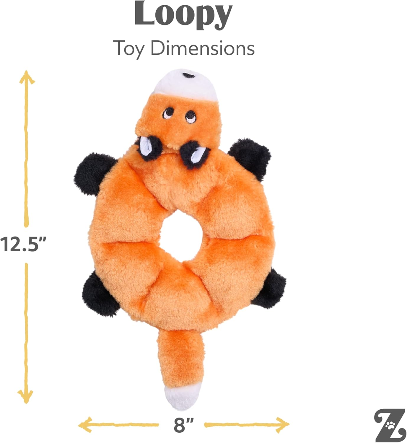 Zippypaws - Loopy - No Stuffing Squeaky Plush Dog Toy - for Small and Medium Dogs - Fox image number 6