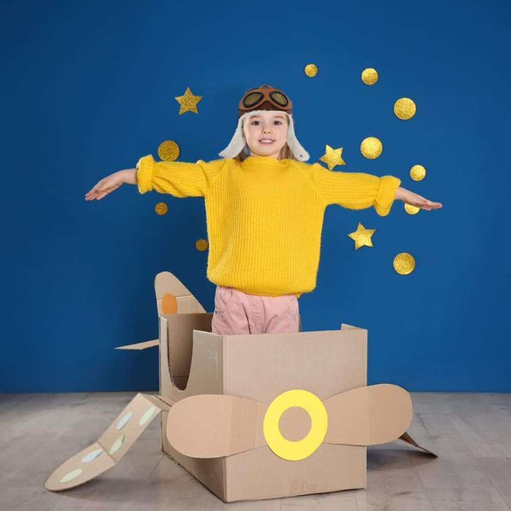 HUIANER Soft Warm Hat Leather Cap with Earmuffs for Baby Kids Photography Props image number 6