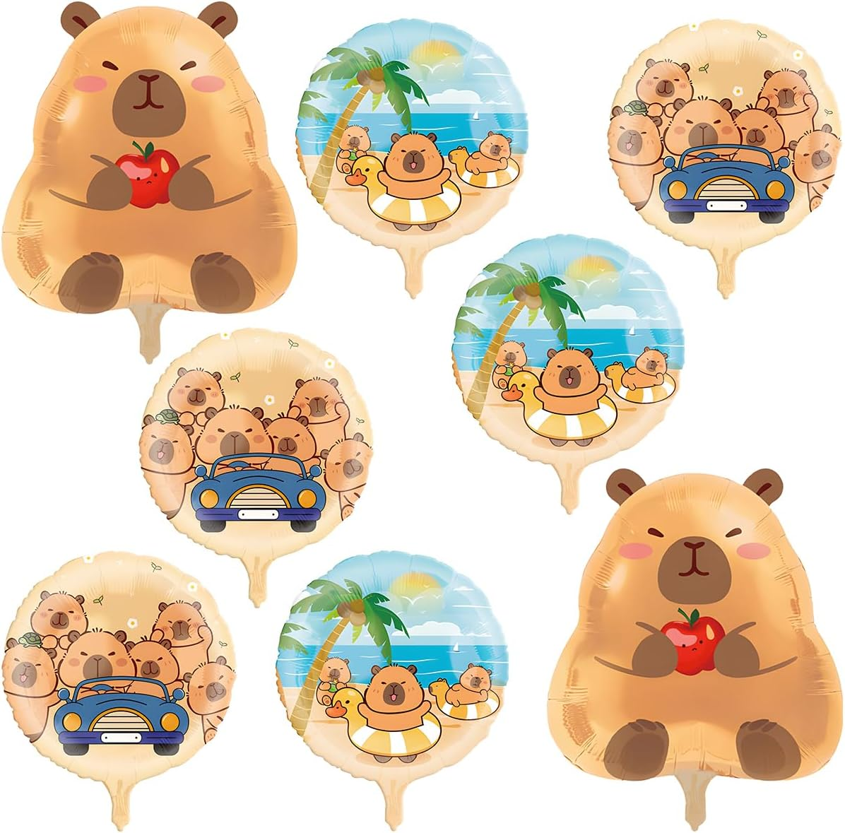 8Pcs Capybara Birthday Party Aluminum Foil Balloon, Capybara Birthday Baby Shower Party Supplies image number 1