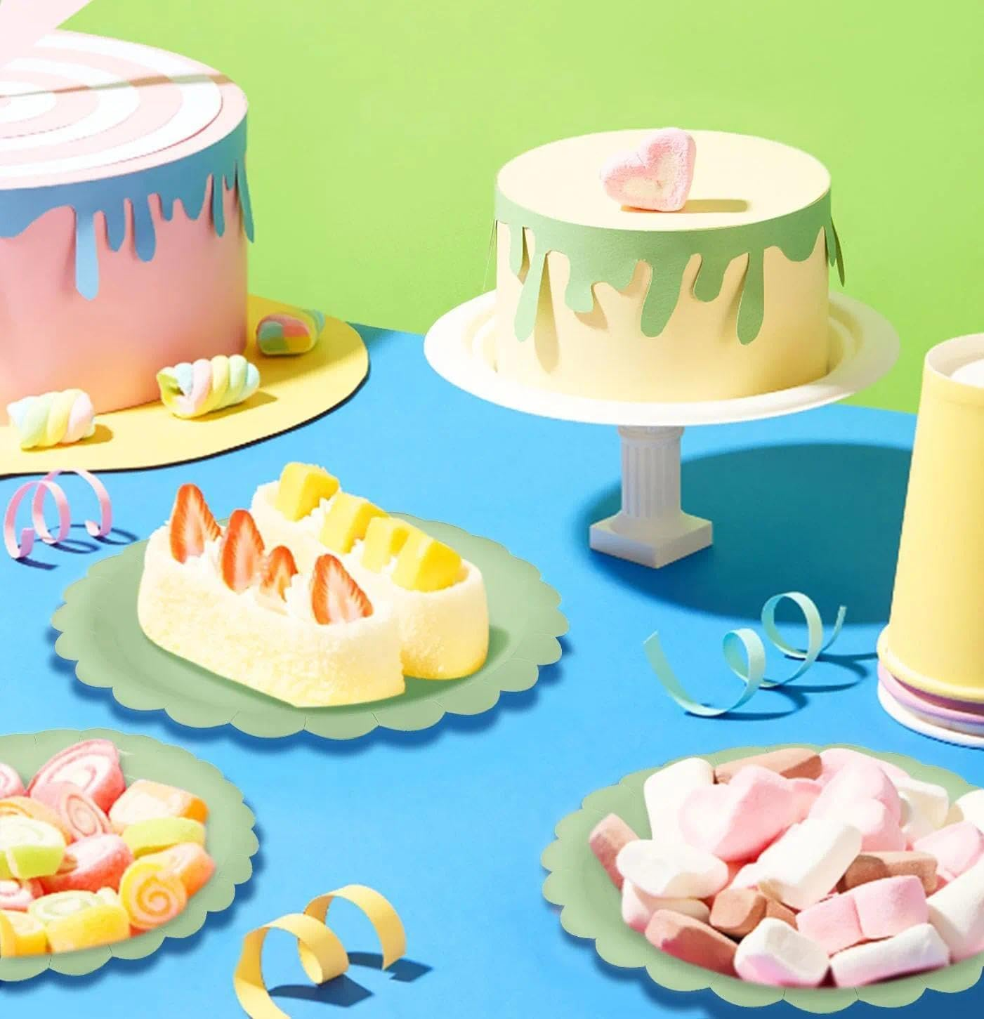 Sage Green Paper Plates - 50 Pieces of 7-Inch Disposable Plates - Perfect for Parties, Birthdays, and Holidays - Eco-Friendly, Durable - Haheihei image number 6