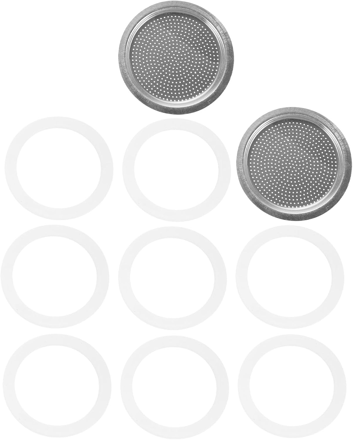 KICHOUSE 10Pcs Silicone Gasket and Filter Set for 9-Cup 450Ml Espresso Coffee Maker, round Leak-Proof Silicone Seals Replacement for Stove Top and Household Coffee Machines image number 4