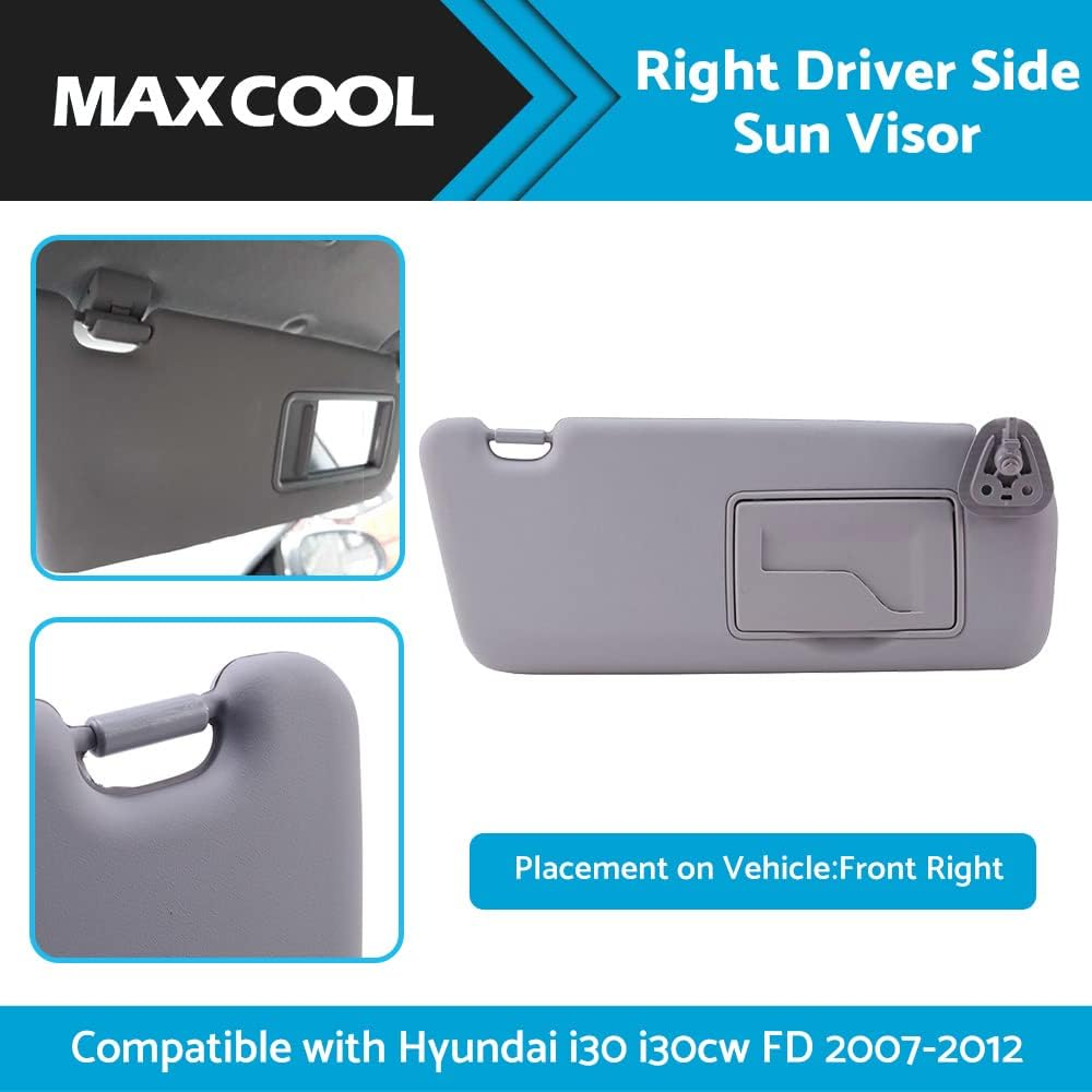 MAX COOL Front Right Side Sun Visors Shade RH Sun Visor Replacement Suitable for Hyundai I30 I30Cw FD 2007-2012
