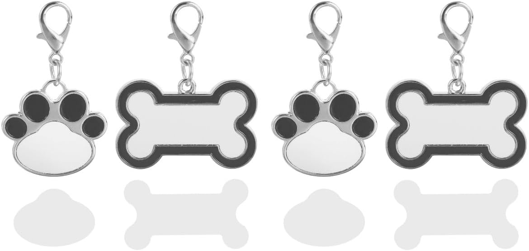 LUOZZY 4 Pcs Sublimation Blank Dog Tags Heat Transfer Puppy Kitten Tags Pendent Blank Craft Pet Tags Supplies - Black image number 3